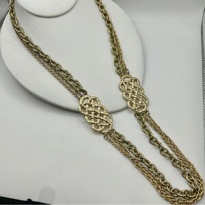 Lia Sophia Matte Gold Knotted Multi Stranded Necklace